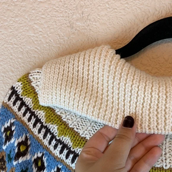 Moda International Multicolor Patterned Cardigan sz s wool blend knit colorful - Picture 8 of 9